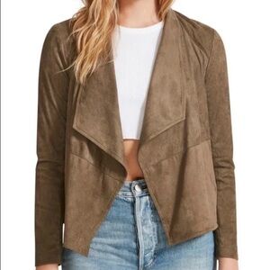 BB Dakota Suede It Out Waterfall Suede Jacket - Sz S, Brown/Taupe